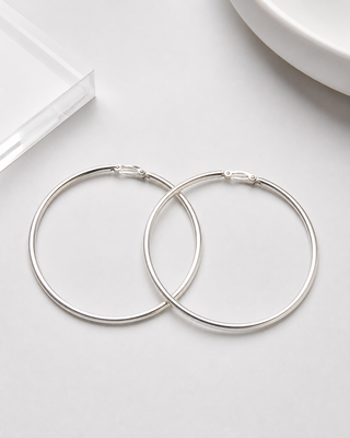 Brushed Silver Hoop Earrings