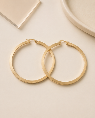 Sleek Brushed Gold Hoop Earrings