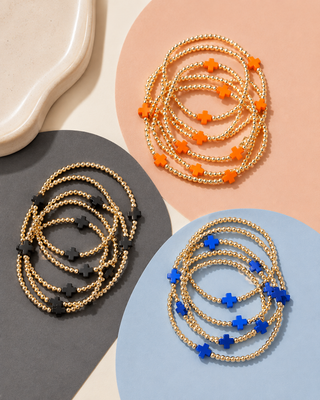 Cross + Beads Arm Party Bracelets