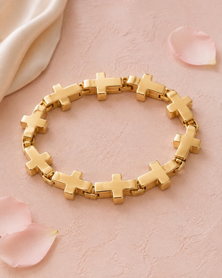 Cross Beaded Stretch Bracelet