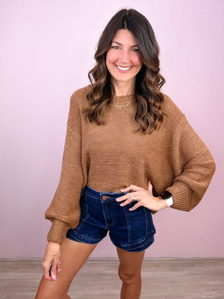 RISEN Layered Tulip Hem Denim Shorts