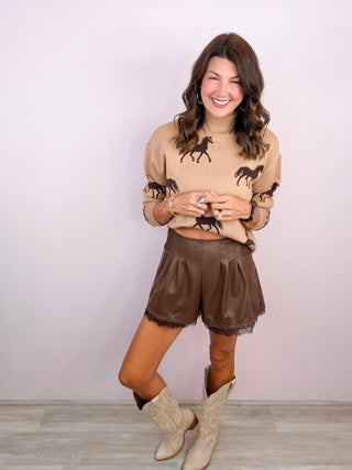 Luxe Contrast Shorts (Brown)