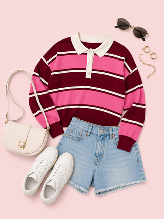 Club Stripe Sweater (Pink)