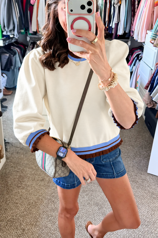 The Ivy League Ruffle Top - Ivory