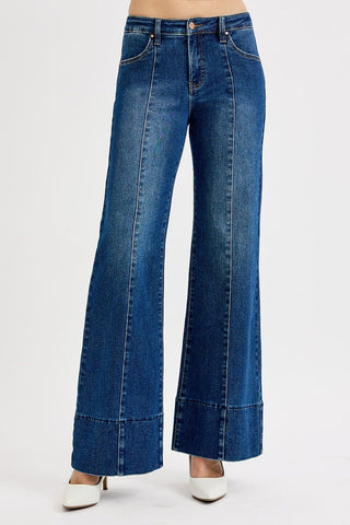 RISEN Tummy Control Wide Flare Denim