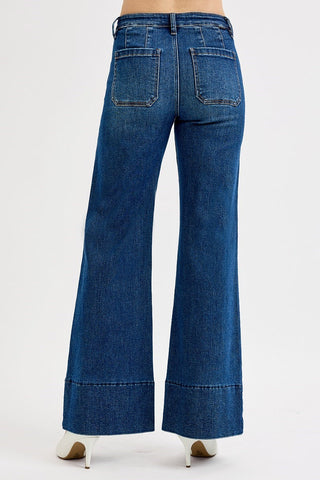 RISEN Tummy Control Wide Flare Denim