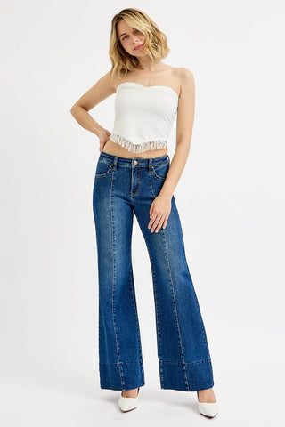 RISEN Tummy Control Wide Flare Denim