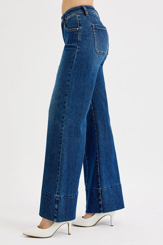 RISEN Tummy Control Wide Flare Denim