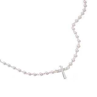 Erimish® Pearl Cross Necklace - Silver