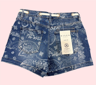 RISEN Paisley Denim Shorts