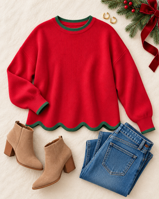 Merry Little Scallops Sweater
