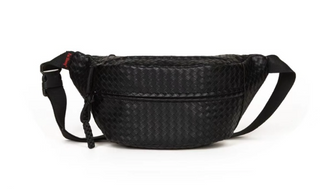 Atlas Woven Vegan Leather Crossbody Bag – Black