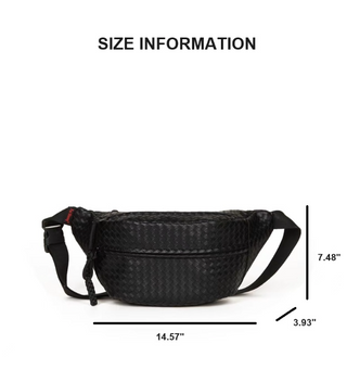 Atlas Woven Vegan Leather Crossbody Bag – Black