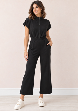 Sophie Chic Short Sleeve Jumpsuit - Black