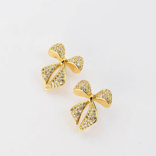 Twinkle Bow Gold Earrings