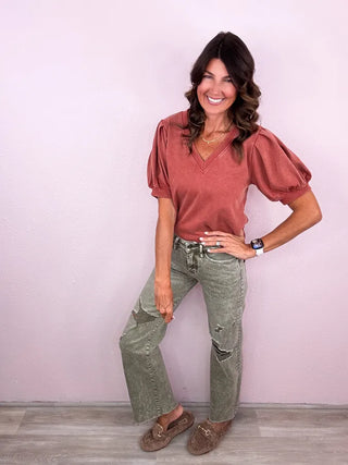MICA Olive Wide Leg Denim