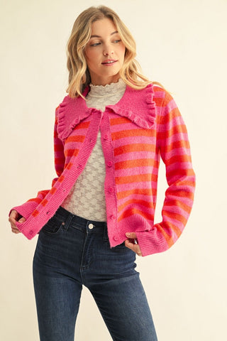 The Bright Side Ruffle Collar Cardigan