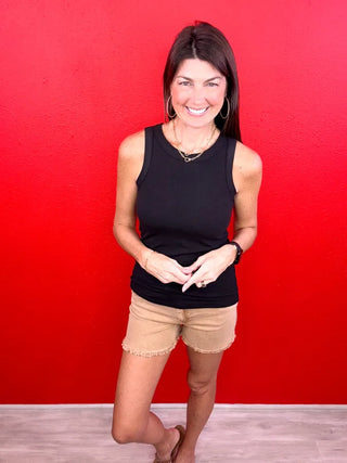 Frayed Hem Denim Shorts