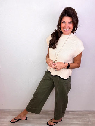 ENTRO Mid Rise Wide Leg Pants