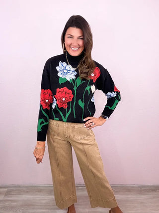 Bold Blooms Sweater