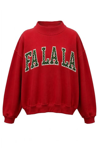 Premium FA LA LA Applique Patch Mock-neck Sweatshirt