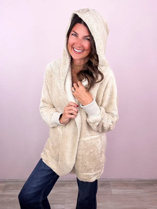 Teddy Bear Hooded Faux Fur Jacket