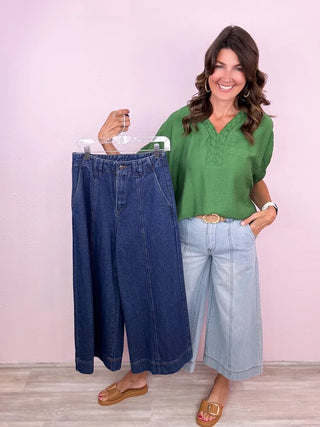 ENTRO High Waist Wide Leg Denim