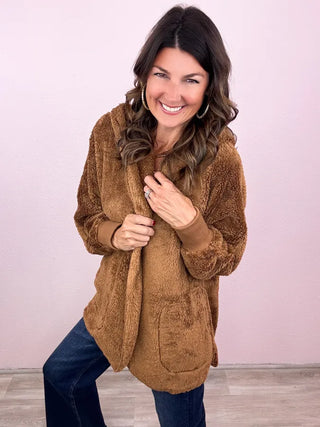 Teddy Bear Hooded Faux Fur Jacket