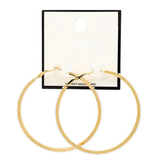 14K GOLD CZ ACCENTED HOOP EARRINGS