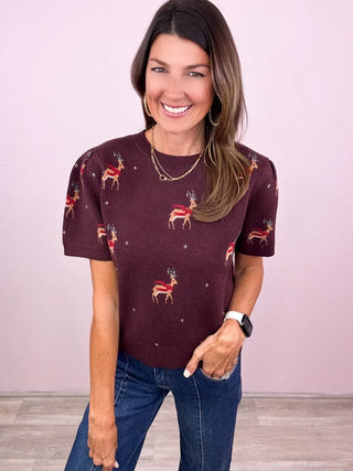 Hello, Deer Sweater Top