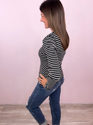 Denim & Stripes Henley Top