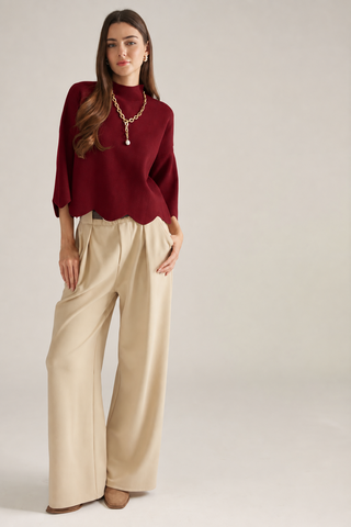 Scalloped Class Top - Merlot