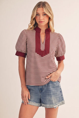 Stripe Crush Top (Burgundy)