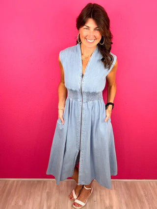 Denim Obsessed Midi Dress