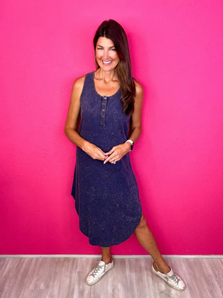 SIMPLE STYLE WASHED MIDI DRESS