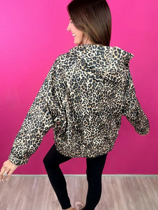 Leopard Oversized Brushed Texture Pullover Jacket