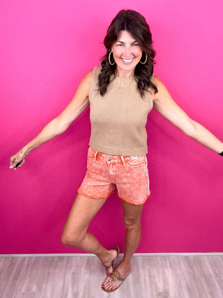 Judy Blue MR Orange Denim Shorts