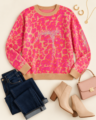 Wild About You Sequin Leopard Sweater