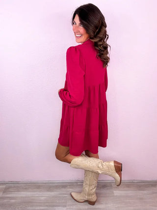 Sweet Solid Collared Dress