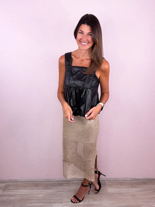 Faux Leather Peplum Top