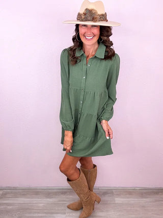 Sweet Solid Collared Dress