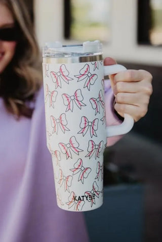 KatyDid Baseball Bows 40oz Tumbler