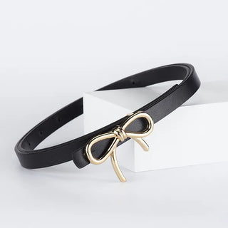 Bow Buckle Faux Leather Belt