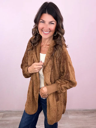 Teddy Bear Hooded Faux Fur Jacket