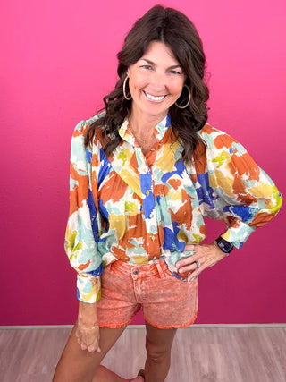 Judy Blue MR Orange Denim Shorts