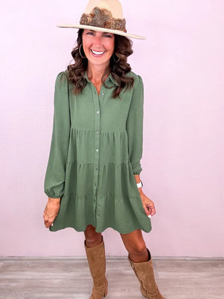 Sweet Solid Collared Dress