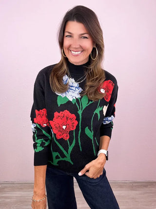 Bold Blooms Sweater