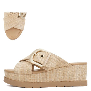 Wedge Buckle Raffia Sandal