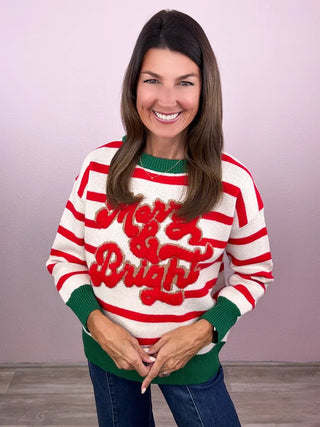 Merry & Bright Striped Pullover