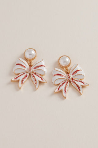 Baseball Bow Earrings